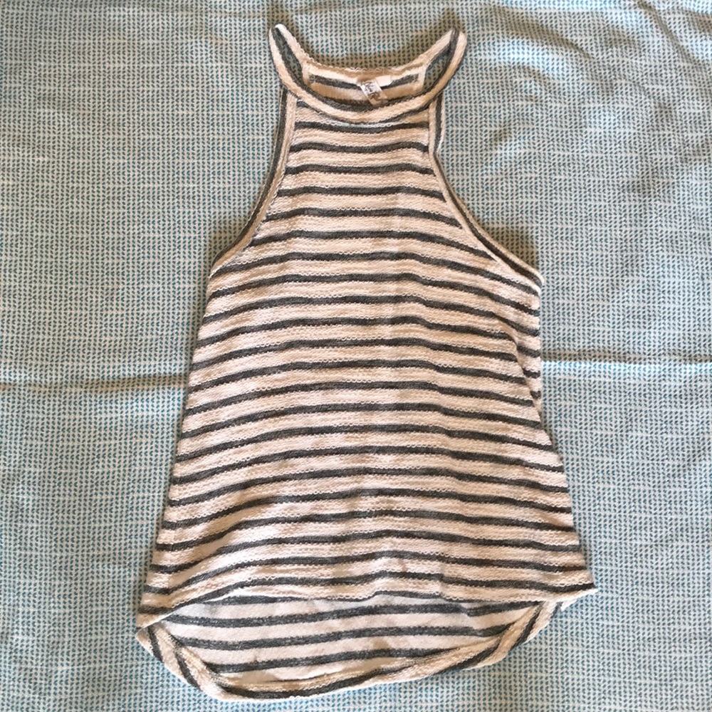 Others Follow grey and white striped tank top